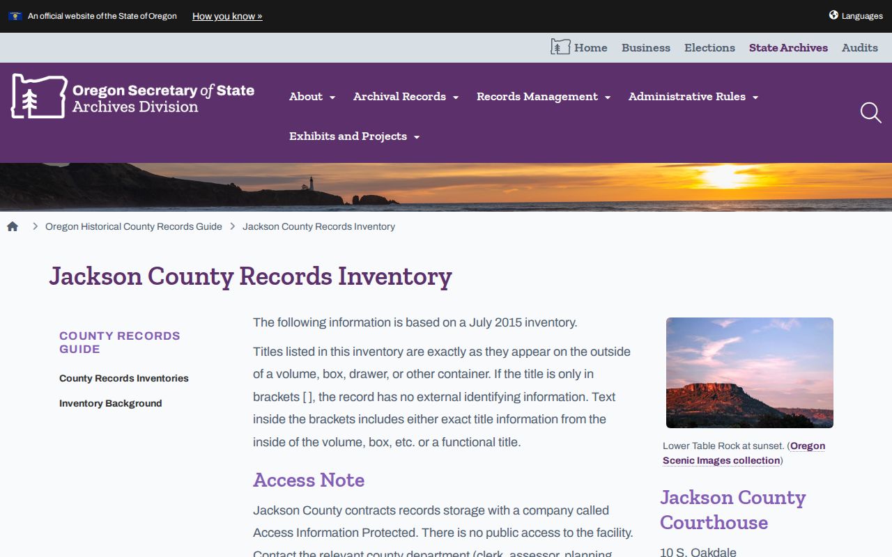 Medford previous residents archive inventory for Jackson County records