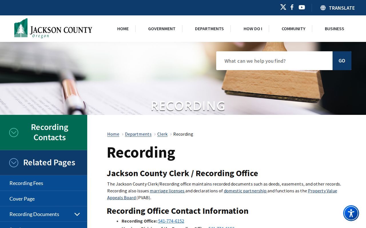 Medford previous residents deed records at Jackson County Recording Office