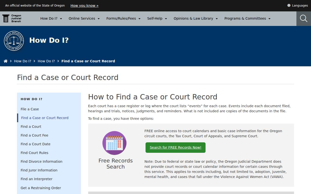 Medford resident lookup Oregon court search guide