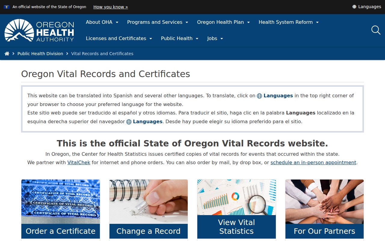 Medford resident lookup Oregon vital records ordering