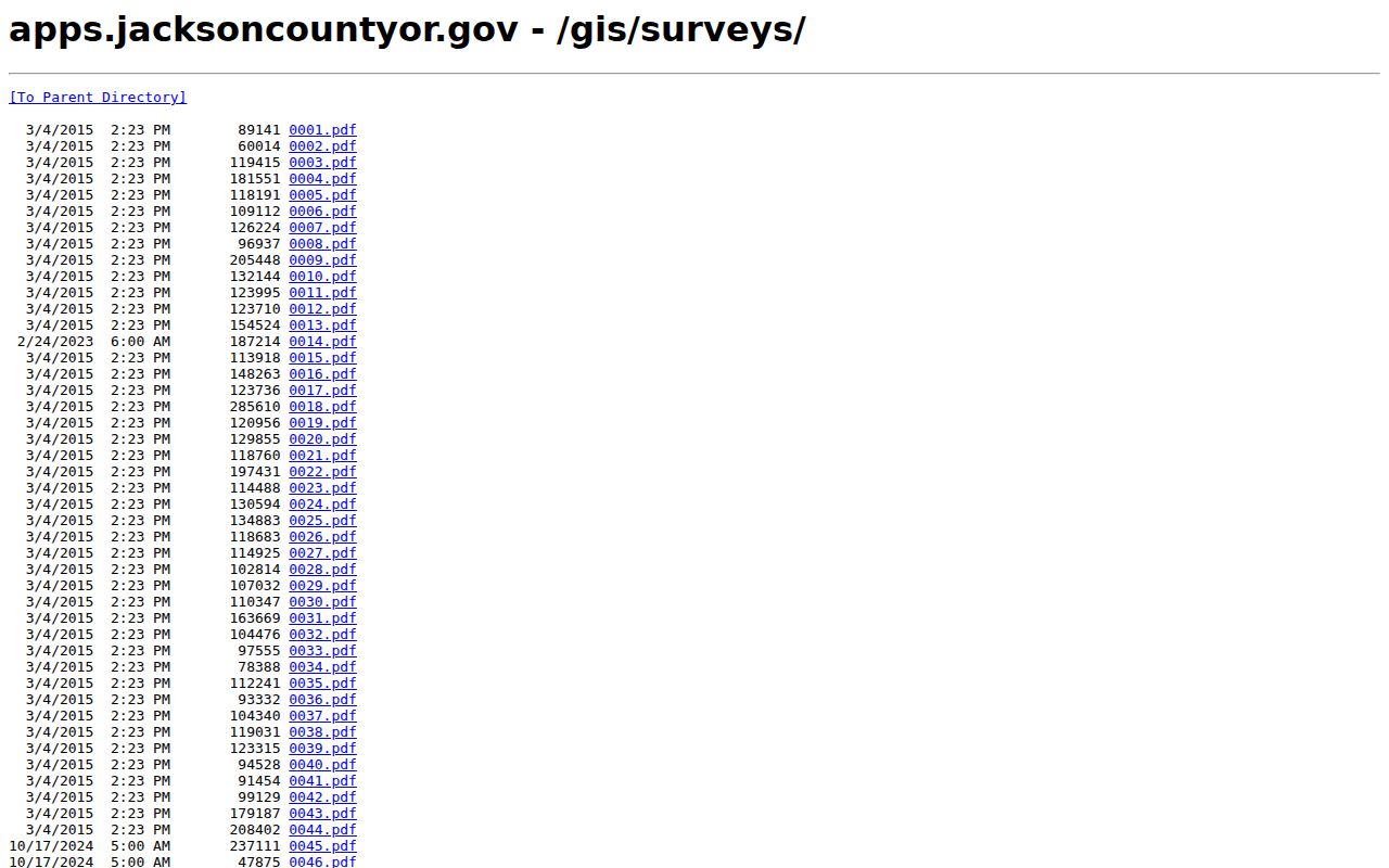Medford street directory Jackson County Survey Index Map